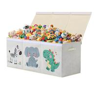 ELUCHANG Toy Storage Box, 147L Large Foldable Kids Toy Chests & Boxes for Boys Girls, Toy Storage Organiser with Flip-top Lid, Childrens Storage Box for Clothes, Bedroom,Playroom, Kindergarten, Beige