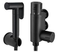 Eludora™ Matt Black Thermostatic Heavy Duty Douche Valve Muslim Shower and Toilet Spray Brass Bathroom Round