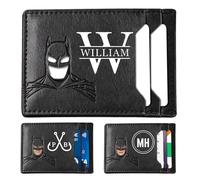 ELULAE Personalized Bat Wallet with Name, Slim PU Leather ID Wallet, Gifts for Husband, Dad, Boyfriend, Men, Face Eyes Cutout Card Holder with Multiple Card Slots, Birthday, Father's Day, Anniversary
