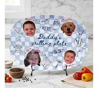 ELULAE Personalized Dad's Grilling Plate, Custom Baby Face Grill Platter, First Father's Day Present, Funny BBQ Plate Gifts for Daddy, Grandpa, Husband, Birthday Father's Day Anniversary Xmas Gifts