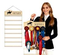 ELULAE Personalized Equestrian Medal Hanger Display with Name, Wooden Medal Holder for Wall Mount Ribbon Display, Medals Badge Holder for Horse Show, Gymnastics, Soccer Running Race Medals Awards Rack