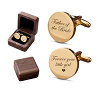 ELULAE Personalized Father of the Bride Cufflinks, Custom Engraved Cufflinks, Forever Your Little Girl Stainless Steel Cuff Links, with Wood Gift Box, Jewelry Gift for Father, Wedding Gifts for Daddy
