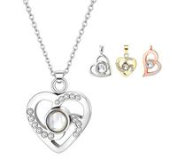 ELULAE Personalized Picture Projection Necklace for Women, Sterling Silver Portrait Jewelry, Custom Photo Inside, with Heart Charm, Gifts for Mom, Grandma, Wife, Bride, Birthday Anniversary Xmas Gifts