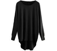 ELUM Womens high Low Baggy Oversized Casual wear Knitted Batwing Long top UK Sizes 8-26 Black
