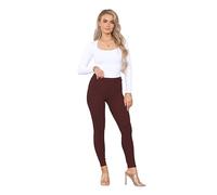 Elum Women's Plain Stretchy Soft Leggings with Elasticated Waistband Brown