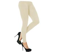 Elum Women's Plain Stretchy Soft Leggings with Elasticated Waistband Cream
