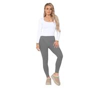 Elum Women's Plain Stretchy Soft Leggings with Elasticated Waistband Dark Grey