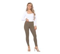 Elum Women's Plain Stretchy Soft Leggings with Elasticated Waistband Mocha