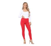 Elum Women's Plain Stretchy Soft Leggings with Elasticated Waistband Red