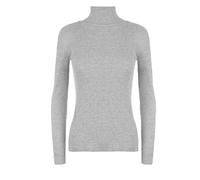 Elum Women's Ribbed Turtle Neck Tops for Ladies UK, High Neck Long Sleeve Polo Neck Pull Over Plain Top. Light Grey