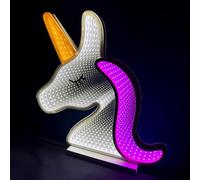 Elumina Decor - Unicorn Infinity Mirror Night Light - LED Unicorn Nightlight for Kids - USB-Powered with Dimmer Switch - Cute 3D LED Infinity Light - Bedroom Decor for Girls & Teen Girls - 13" x 13"