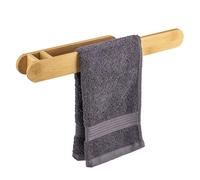 eluno Bamboo Towel Rail in Natural Design, Towel Rail Ideal for Kitchen and Bathroom, Suitable for Towels, Guest Towels and Kitchen Towels, for Gluing with 3M Adhesive or for Drilling