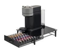 eluno Capsule Holder for 40x Nespresso Vertuo, Drawer Box, Glass Machine Stand Metal and Glass Plate, Coffee Capsule Box, Capsule Dispenser Approx. 33.5 x 9 x 41 cm (W x H x D) (black)