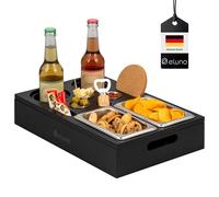 eluno Coffee Bar with Removable Magnetic Lid, Serving Tray, Includes 2 Snack Bowls, 3 Dip Bowls, 2 Drink Holders with Cork Coasters, 1 Bamboo Bottle Opener (Black)