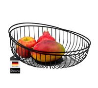 eluno Fruit Basket - Bread Basket, Modern Round Fruit Bowl, Ideal for Clear Storage of Fruit, Vegetables, Bread, Spices and Snacks in Kitchen and Living Room Made of Black Metal