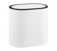 eluno oval cosmetic bin with rubberized soft-touch surface, swing lid and protective pads against scratches, waste bin for guest toilets and bathrooms made of plastic, 6 liter capacity (white)