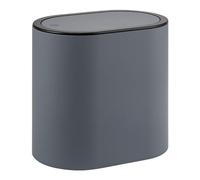 eluno oval cosmetic bin with rubberized soft-touch surface, swing lid & protective pads against scratches, waste bin guest toilets & bathrooms made of plastic, 6 liter capacity (grey) (91189-V)