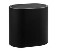 eluno oval cosmetic bin with rubberized soft-touch surface, swing lid & protective pads against scratches, waste bin guest toilets & bathrooms made of plastic, 6 liter capacity (black) (91189-V)