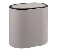 eluno oval cosmetic bin with rubberized soft-touch surface, swing lid & protective pads against scratches, waste bin guest toilets & bathrooms made of plastic, 6 liter capacity (taupe) (91189-V)