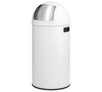 Eluno Push Waste Bin 35L, Sheet Steel, Retro Design, Kitchen Trash Can, White