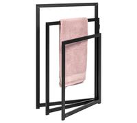 eluno Standing Towel Rail Black Metal Freestanding Towel Rack for Shower Towels Bath Towel Holder Folding with 3 Towel Bars Approx 51.5 x 80.5 cm (W x H)