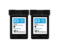 ELUPNMF Ink Cartridge Compatible With 60XL 60 XL Printer Models And Deskjet D2530 D2545 D2560 D2563 D2500 F4200 D2566 D2568 Compatible With 60(2 Black)