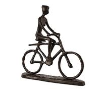 Elur Bicycle Man Ornament, Cast Iron, Mocha, 19cm