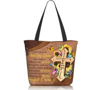 EluteFpme Bible Tote Bags for Women Christian Tote Bag Church Shoulder Bag Inspirational Bags With Zipper Christian Gift, I Still Believe in Amazing Grace, One Size