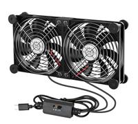 ELUTENG 2 in 1 USB C Fan 140mm, 5V Double Type C Computer Fans with 3 Adjustable Speeds, Silent PC Fan 14cm with 8 Shock Absorbent Feet for PS5 PS4/Laptop/TV Box/Router