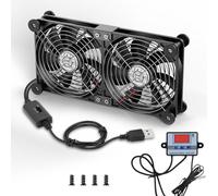 ELUTENG 2 in 1 USB Fan 140mm with Digital Temperature Controller Quiet Fans | 5V Double Row USB Computer Ventilator 140mm with with 3 Adjustable Speeds for PS5 PS4/Laptop/TV Box/Router
