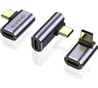 ELUTENG 3PC 90 Degree USB C Adapter, USB C Female to USB Male Adapter 8K@60Hz Connector 40Gbps Right Angle USB4 Thunderbolt 4 3 for Steam Deck, ROG Ally, Switch, iPhone 17/16/15