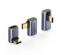 ELUTENG 3PCS 90 Degree USB C Adapter, USB C Female to USB Male Adapter 8K@60Hz Connector 40Gbps Right Angle USB4 Thunderbolt 4 3 for Steam Deck, ROG Ally, Switch, iPhone 17/16/15