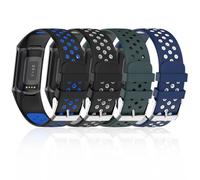 ELUTENG 4 Pack Sport Band for Fitbit Charge 6 5 Men Women, Soft Breathable Adjustable Waterproof Replacement Sport Wristband for Fitbit Charge 5 Straps - Black Blue Green Gray