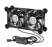 ELUTENG Type C Double Fans 80mm, PC Ventilators with 8 Shock Absorbent Feet | 5V USB C Dual Fan 80mm 3 Adjustable Speeds with Metal Grillefor for PS5 PS4/Laptop/TV Box/Router
