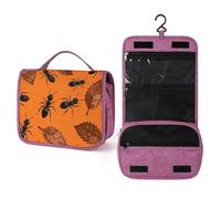 ELUZZIZUT Ant & Leaf Toiletry Bag with Hanging Hook Large Travel Cosmetic Organizer Waterproof Portable Makeup Storage Multiple Compartments Bag for Men Women Bathroom