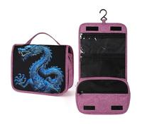 ELUZZIZUT Blue Dragon Toiletry Bag with Hanging Hook Large Travel Cosmetic Organizer Waterproof Portable Makeup Storage Multiple Compartments Bag for Men Women Bathroom