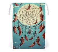 ELUZZIZUT Drawstring Storage Bag Reusable Gym String Bags Catch Dream Net Sports Cinch Sack for Swimming Beach Travel