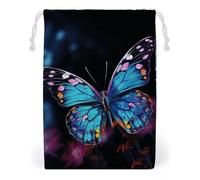 ELUZZIZUT Drawstring Storage Bag Reusable Gym String Bags Charming Butterfly Sports Cinch Sack for Swimming Beach Travel
