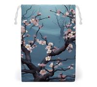 ELUZZIZUT Drawstring Storage Bag Reusable Gym String Bags Cherry Blossom Sports Cinch Sack for Swimming Beach Travel