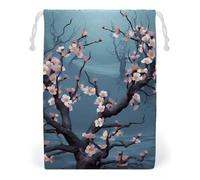 ELUZZIZUT Drawstring Storage Bag Reusable Gym String Bags Cherry Blossom Sports Cinch Sack for Swimming Beach Travel
