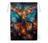 ELUZZIZUT Drawstring Storage Bag Reusable Gym String Bags Color Butterfly Background Sports Cinch Sack for Swimming Beach Travel