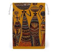 ELUZZIZUT Drawstring Storage Bag Reusable Gym String Bags Creative African Culture Sports Cinch Sack for Swimming Beach Travel
