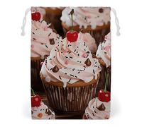 ELUZZIZUT Drawstring Storage Bag Reusable Gym String Bags Cupcake And Muffin Sports Cinch Sack for Swimming Beach Travel