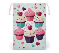 ELUZZIZUT Drawstring Storage Bag Reusable Gym String Bags Cupcake Candy Hearts Sweet Sports Cinch Sack for Swimming Beach Travel