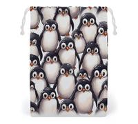 ELUZZIZUT Drawstring Storage Bag Reusable Gym String Bags Cute Baby Penguins Sketch Sports Cinch Sack for Swimming Beach Travel