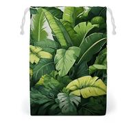 ELUZZIZUT Drawstring Storage Bag Reusable Gym String Bags Cute Banana Leaves Sports Cinch Sack for Swimming Beach Travel