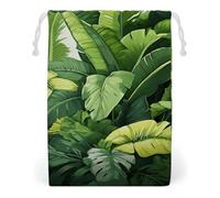 ELUZZIZUT Drawstring Storage Bag Reusable Gym String Bags Cute Banana Leaves Sports Cinch Sack for Swimming Beach Travel