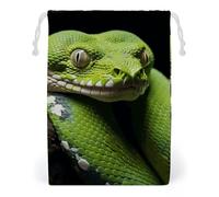 ELUZZIZUT Drawstring Storage Bag Reusable Gym String Bags Cute Green Tree Python Sports Cinch Sack for Swimming Beach Travel