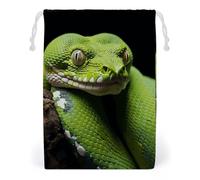 ELUZZIZUT Drawstring Storage Bag Reusable Gym String Bags Cute Green Tree Python Sports Cinch Sack for Swimming Beach Travel