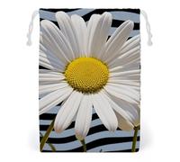 ELUZZIZUT Drawstring Storage Bag Reusable Gym String Bags Daisy Flower Sports Cinch Sack for Swimming Beach Travel